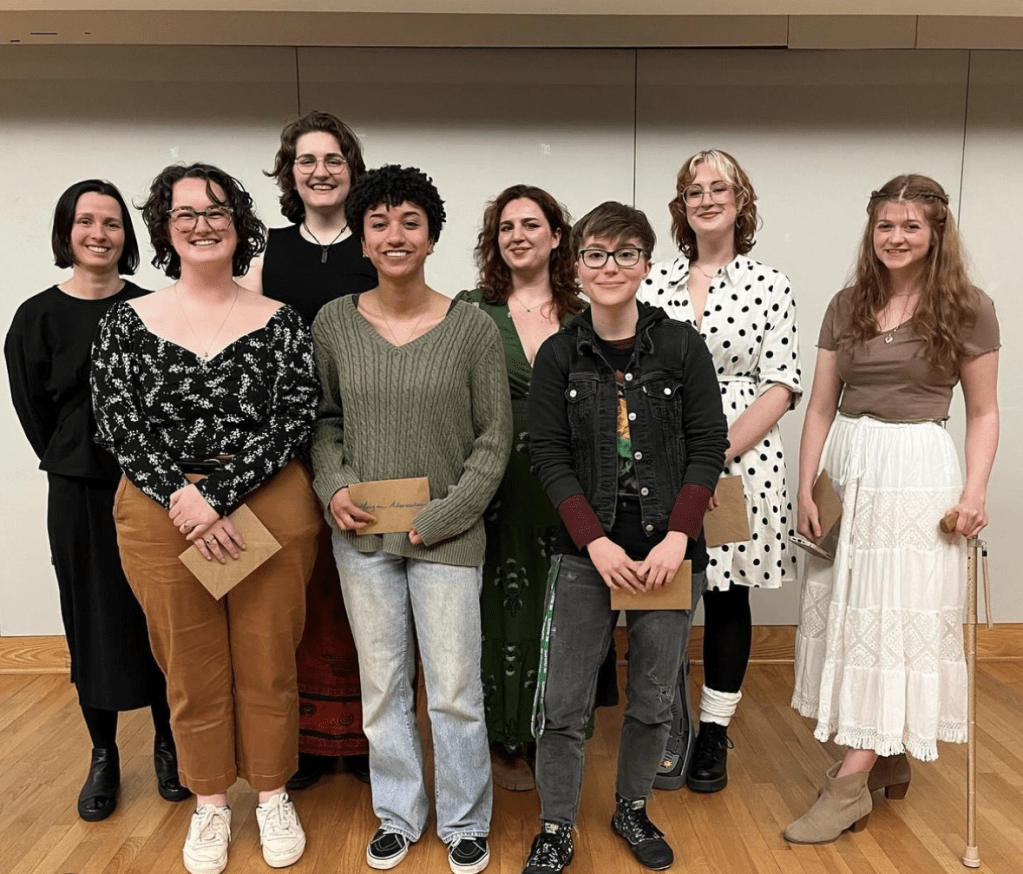 Here I am with the other award winners on the stage in Rowe on reception night:)