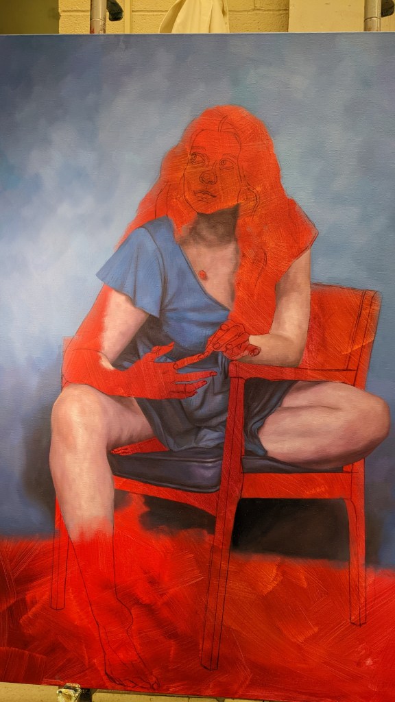 This time I started in on the dress immediately, thinking the material would be easier to render than the other one, but no this dress was a nightmare to render! I finally got the hang of it by this point and was soooo ready to move onto the face.